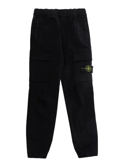 Stone Island Multi-pocket Cotton Cargo Pants In Black