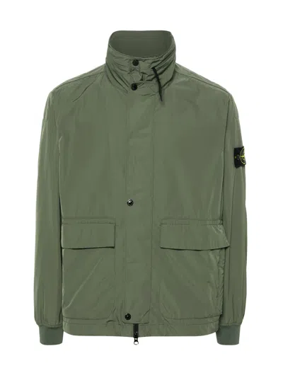 Stone Island Compass-badge Twill Jacket In Muschio