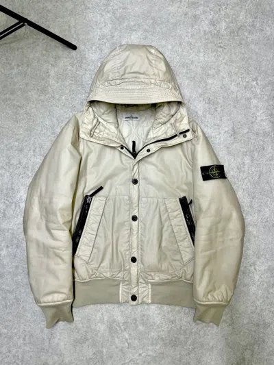 Pre-owned Stone Island Mussola Gommata  Beige Bomber Ltd Ed 30th Anni In White