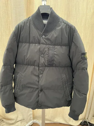 Pre-owned Stone Island Mussola Gommata Velour Down Jacket In Black