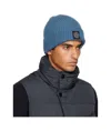 Stone Island Ribbed Knit Beanie Hat With Folded Cuff In Blue