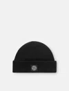 Stone Island Ribbed Knit Beanie With Compass Logo Patch In Black