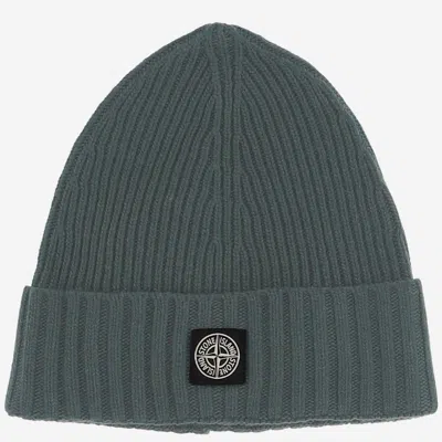 Stone Island N100003 Ribbed Wool Blend Beanie In Green
