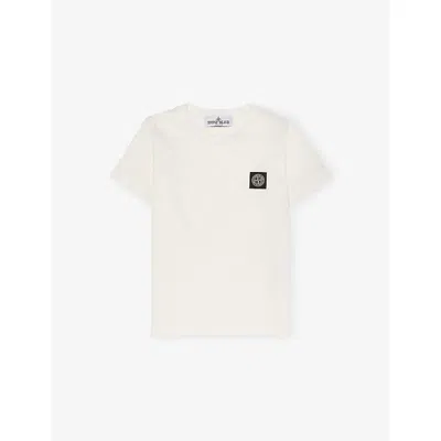 Stone Island Kids' Natural Brand-patch Short-sleeves Cotton-jersey T-shirt 2- In Brown