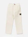 Stone Island Natural Cotton Gabardine Raw Beauty Chino Trousers In White