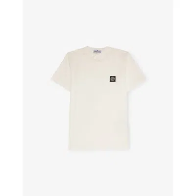 Stone Island Kids' Natural Junior Compass-badge Short-sleeve Cotton-jersey T-shirt In Brown