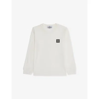 STONE ISLAND NATURAL LOGO-PATCH LONG-SLEEVE COTTON T-SHIRT 2-8