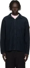 Stone Island Navy 1200020 Wrinkled Corduroy 500-tc Overshirt In Blue