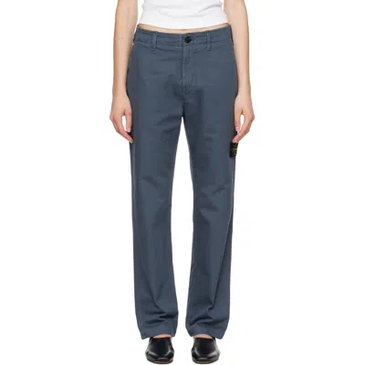 Stone Island Navy 3100001 Dense Cotton-tc Trousers In Blue