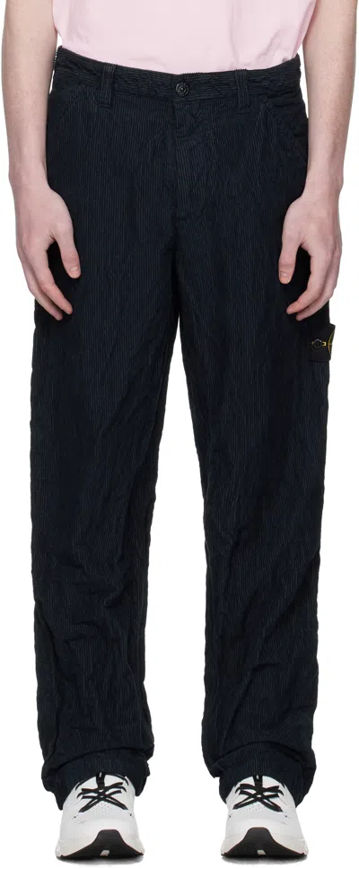 STONE ISLAND NAVY 3100026 WRINKLED CORDUROY 500-TC TROUSERS
