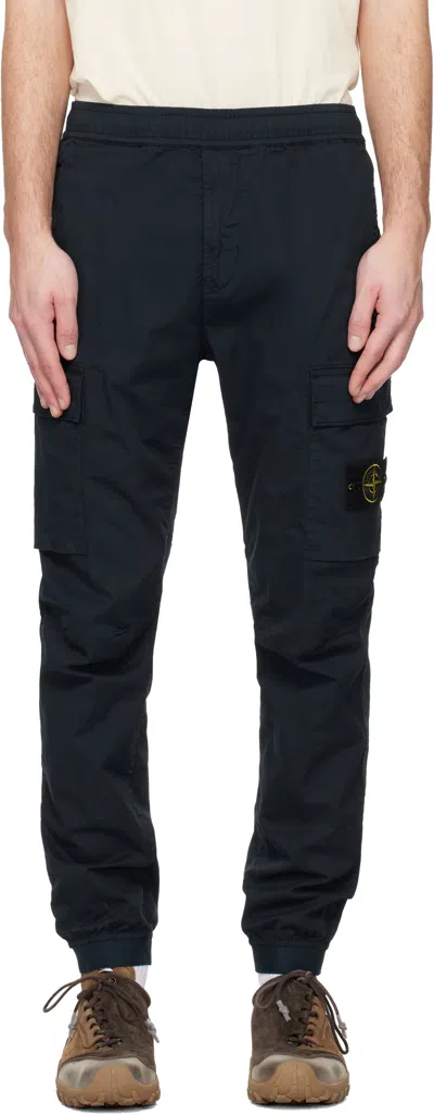 Stone Island Navy 3100031 Stretch Cotton Tela 'paracadute' Cargo Pants In Blue