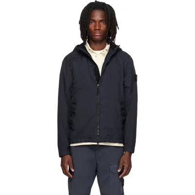 Stone Island Navy 4100001 Crinkled Reps Ny Jacket In Blue