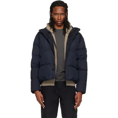 Stone Island Navy 4100109 Crinkle Reps Ny Down Jacket In Blue