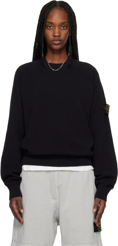 Stone Island Navy 5100020 Light Raw Hand Organic Cotton Sweater In Black