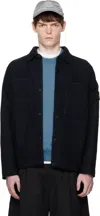Stone Island Felted Rws Wool Cardigan In Blue