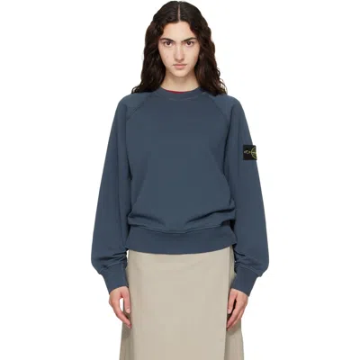 Stone Island Navy 6100008 Organic Cotton Fleece Sweatshirt In Blue
