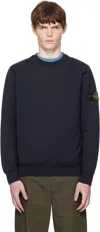 Stone Island Navy 6100060 Organic Cotton Fleece Sweatshirt In Blue