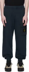 Stone Island Navy 6200003 Brushed Organic Cotton Fleece Sweatpants In Blue