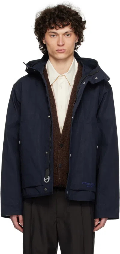 Stone Island Navy Aluminum Tela Jacket In V0020 Navy Blue
