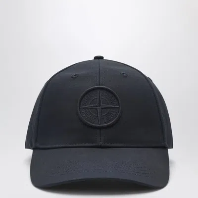 Stone Island Embroidered Compass Baseball Cap In Blue