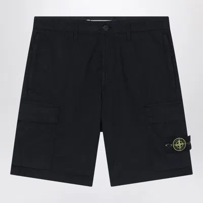 Stone Island Navy Blue Bermuda Shorts In Cotton Men