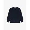 Stone Island Navy Blue Brand-patch Crewneck Cotton-jersey Sweatshirt 2-12 In Blue