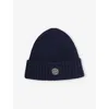 Stone Island Knitted Beanie Hat With Logo Patch Kids In Black