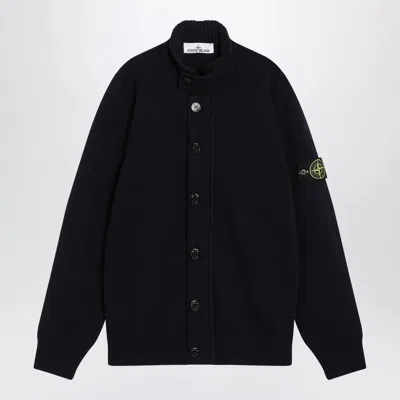STONE ISLAND STONE ISLAND  NAVY BLUE CARDIGAN IN WOOL BLEND