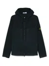 Stone Island Short Parka With Elastic Hem And Hood In Blue