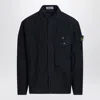 Stone Island Navy Blue Corduroy Shirt In Black
