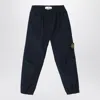 Stone Island Navy Blue Cotton Blend Trousers In Blue