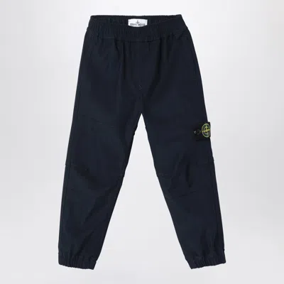 Stone Island Kids' Navy Blue Cotton Blend Trousers
