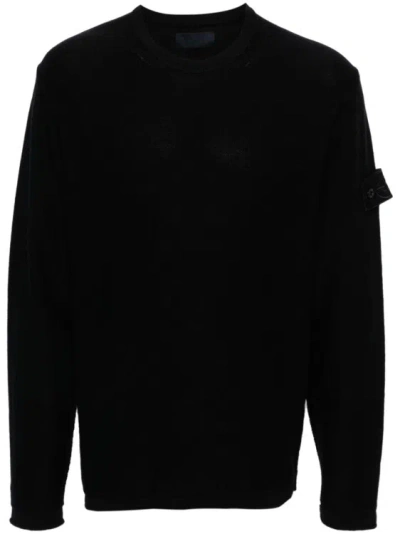 Stone Island Navy Blue Cotton-cashmere Blend Sweaters