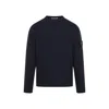 Stone Island Navy Blue Cotton Crew Neck Pullover In Black