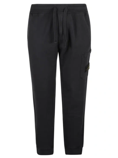 Stone Island Navy Blue Cotton Jersey Trousers In Burgundy