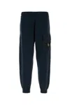 Stone Island Cotton Cargo Joggers Elastic Waistband In Blue