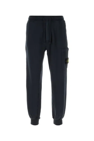 Stone Island Navy Blue Cotton Joggers