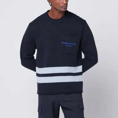 Stone Island Navy Blue Cotton Knit Shirt