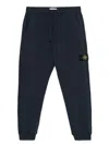 Stone Island Compass Patch Drawstring Jogger Pants In Blue