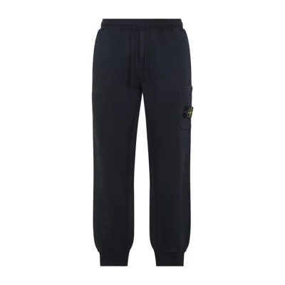 Stone Island Navy Blue Cotton Sweat Pants In Black