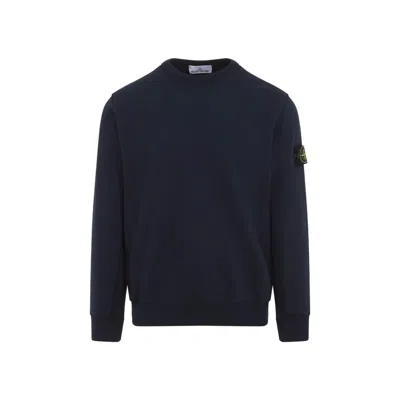Stone Island Cotton Crew-neck Sweatshirt Arm Pocket In Blue