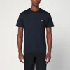 Stone Island Navy Blue Cotton T-shirt With Logo Patch In Blue