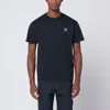 Stone Island Navy Blue Cotton T-shirt With Logo Patch In Blue