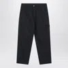 Stone Island Navy Blue Cotton Trousers In Black