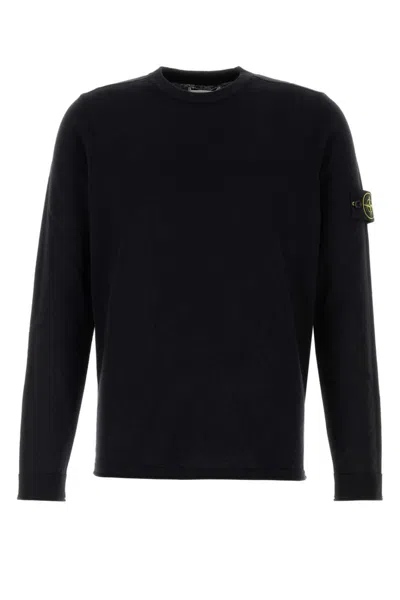 STONE ISLAND NAVY BLUE CREWNECK LOGO SWEATER