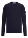 Stone Island Crew-neck Jumper With Reverse Stitch Details In Blue