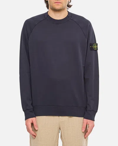 STONE ISLAND NAVY BLUE CREWNECK LOGO SWEATSHIRT