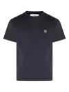 Stone Island Navy Blue Crewneck Logo T-shirt In Black