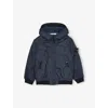 Stone Island Navy Blue Hooded Branded-patch Shell Jacket 2-12 In Blue