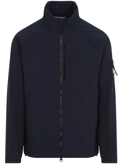 Stone Island Navy Blue Jacket With High Neck And Zip Fastening